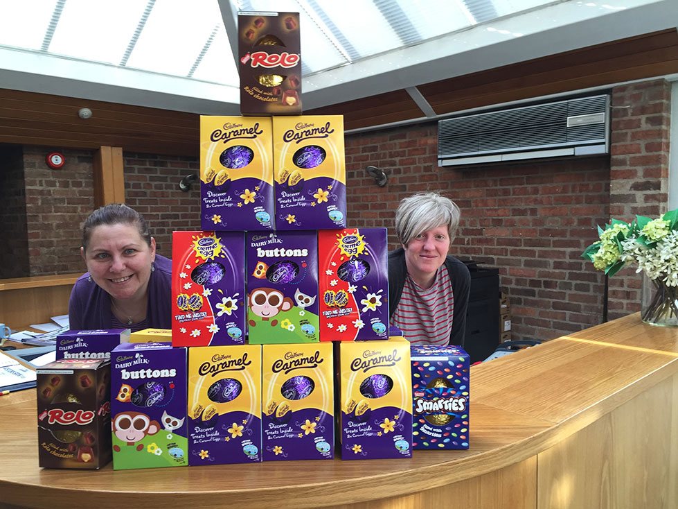 Self confessed chocoholic & HBPW receptionist Isy Lee, left, pictured with Helen Haynes