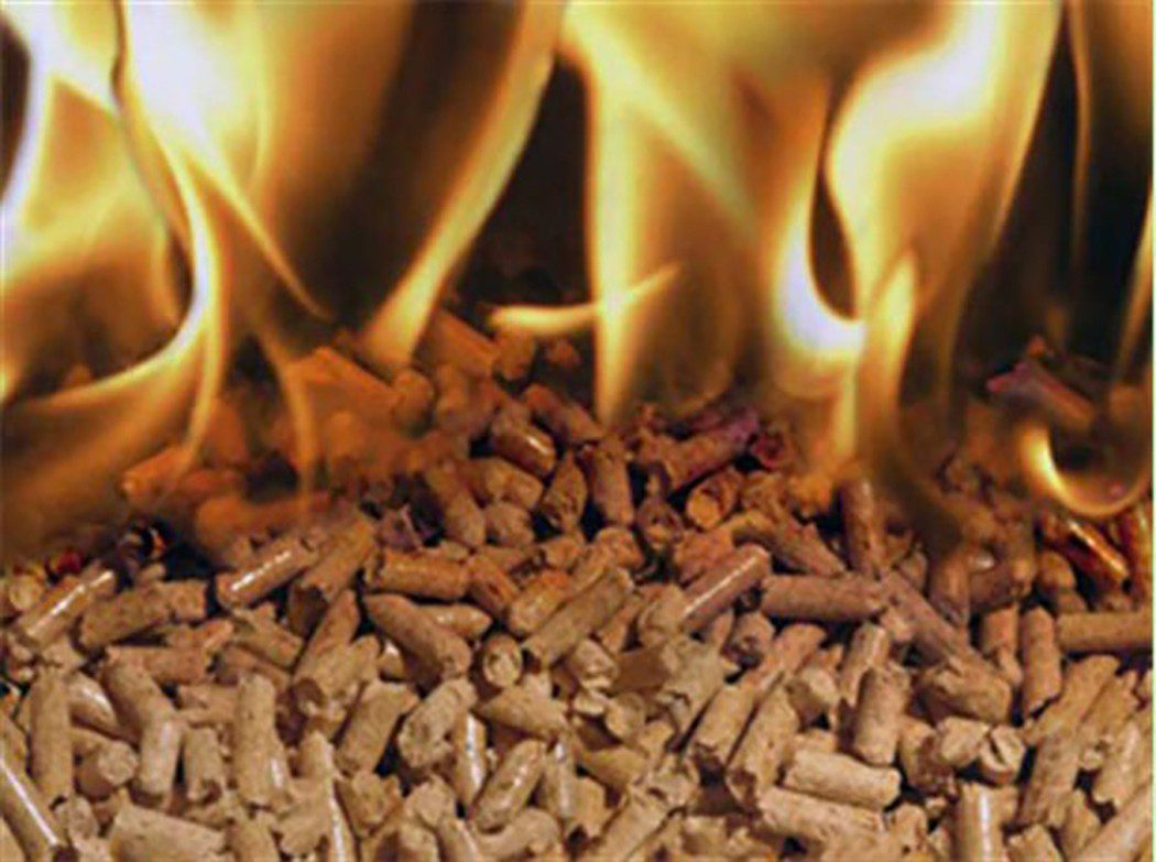 burning wood pellets