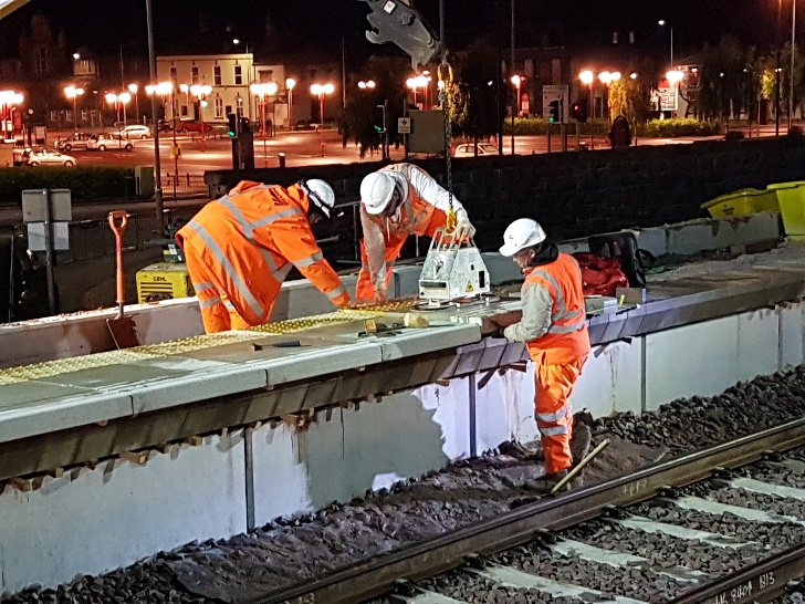 By Night New Platform Edge Copers are Installed on Platform 1