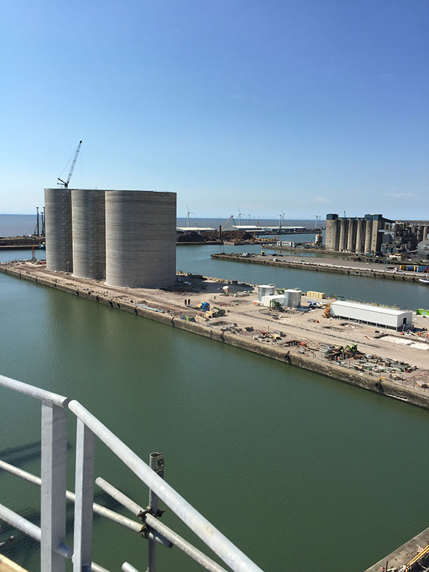 The huge storage silos which tower above everything