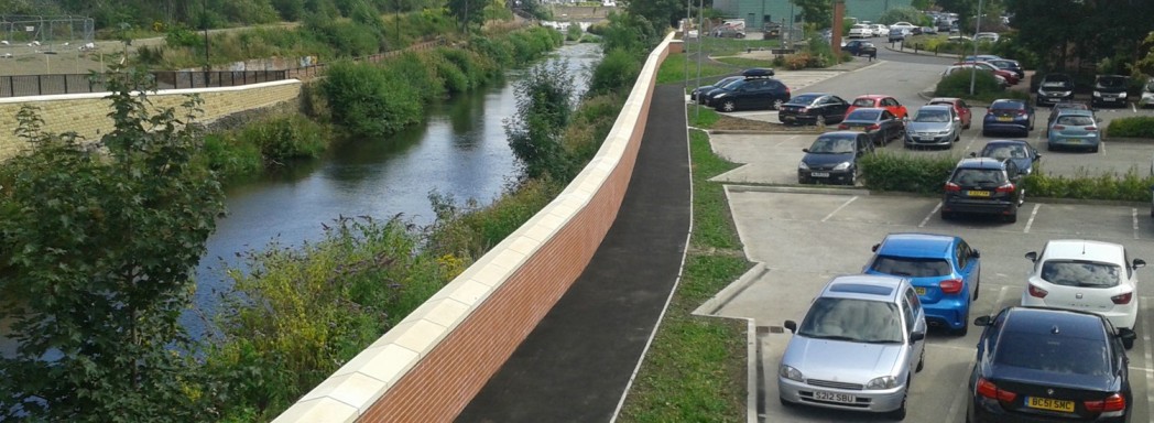 Photo courtesy of Sheffnews.com flood defence walls jessops riverside