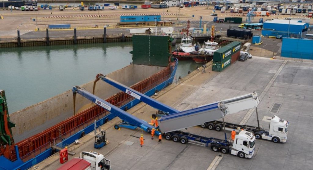 The new concrete hard standing at Portsmouth Docks