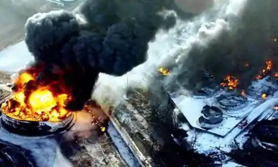 An oil storage depot at Buncefield where a catastrophic fire started after 250k litres of petrol leaked from a tank. Photo Courtesy: PA / Herts Police